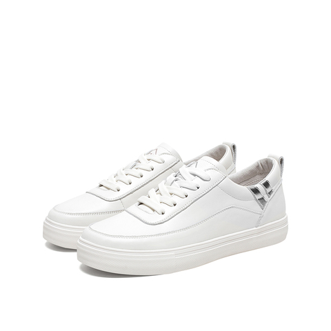 Teenmix/天美意2020春新款青春休闲系带小白鞋牛皮革女休闲鞋89270AM0