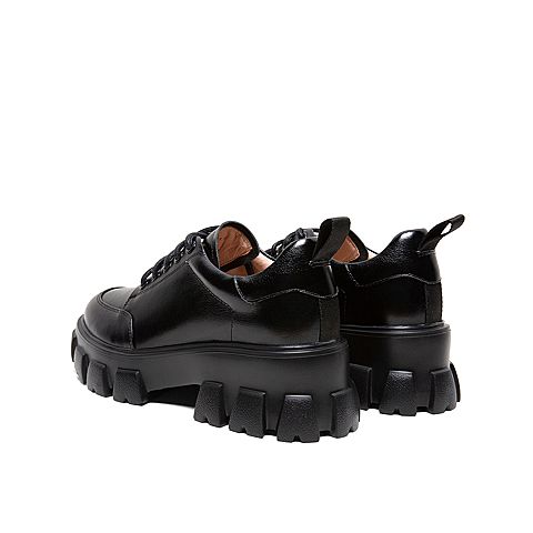 Teenmix/天美意2020春新款英伦风厚底系带油蜡皮女皮鞋休闲鞋82231AM0