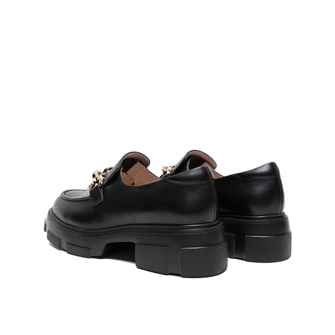 Teenmix/天美意2020春新款英伦风厚底乐福鞋牛皮革女休闲皮鞋单鞋88577AM0