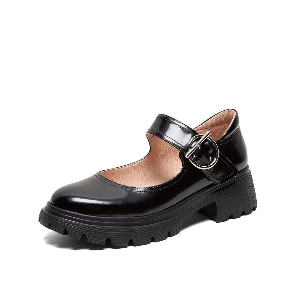 Teenmix/天美意2020春新款日系复古魔术贴牛皮革女皮鞋53321AQ0