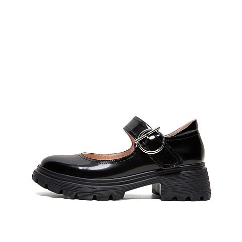 Teenmix/天美意2020春新款日系复古魔术贴牛皮革女皮鞋53321AQ0