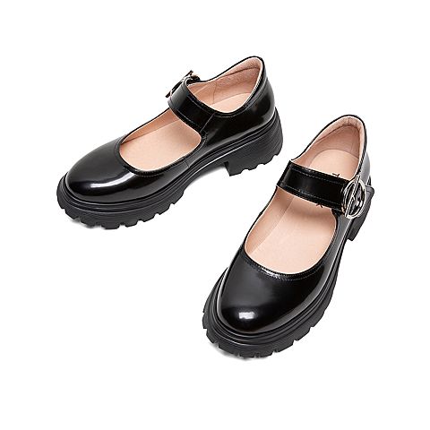 Teenmix/天美意2020春新款日系复古魔术贴牛皮革女皮鞋53321AQ0