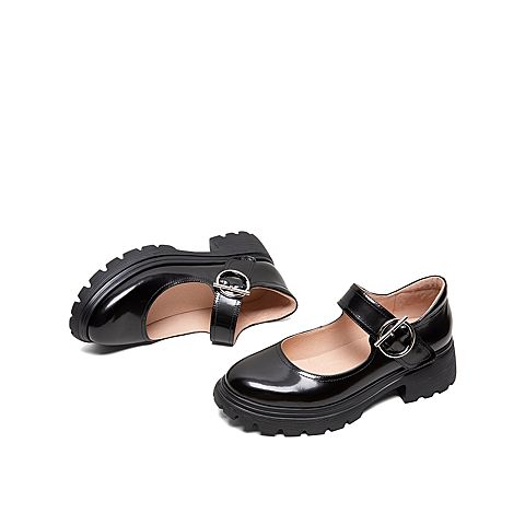 Teenmix/天美意2020春新款日系复古魔术贴牛皮革女皮鞋53321AQ0