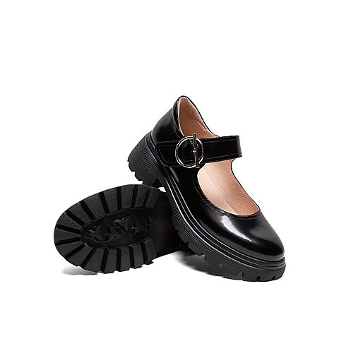 Teenmix/天美意2020春新款日系复古魔术贴牛皮革女皮鞋53321AQ0