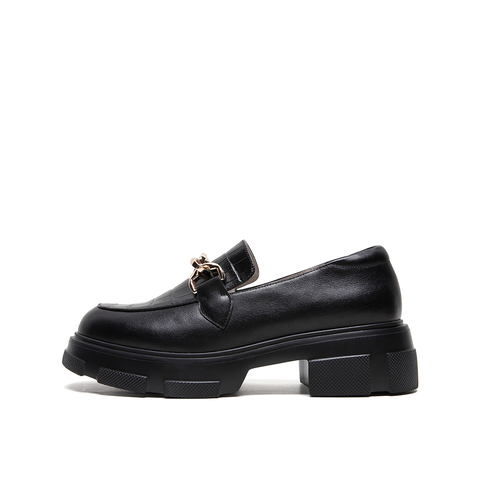 Teenmix/天美意2020春新款英伦风厚底乐福鞋牛皮革女休闲皮鞋单鞋88577AM0