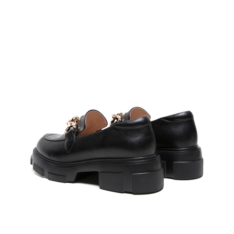 Teenmix/天美意2020春新款英伦风厚底乐福鞋牛皮革女休闲皮鞋单鞋88577AM0