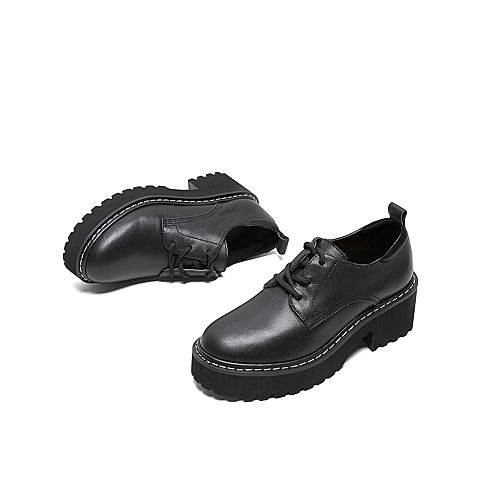 Teenmix/天美意2020春商场同款简约复古厚底牛皮革女皮鞋休闲鞋AW451AM0