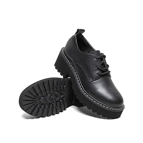 Teenmix/天美意2020春商场同款简约复古厚底牛皮革女皮鞋休闲鞋AW451AM0