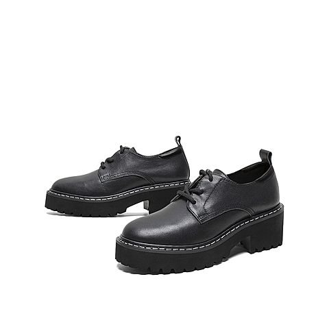 Teenmix/天美意2020春商场同款简约复古厚底牛皮革女皮鞋休闲鞋AW451AM0