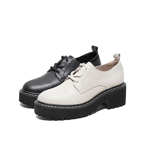 Teenmix/天美意2020春商场同款简约复古厚底牛皮革女皮鞋休闲鞋AW451AM0