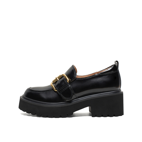 Teenmix/天美意2020春新款复古英伦风皮带扣厚底牛皮革女皮鞋休闲鞋A9802AM0