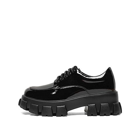 Teenmix/天美意2020春商场同款英伦厚底马克线休闲牛皮革女皮鞋AW541AM0