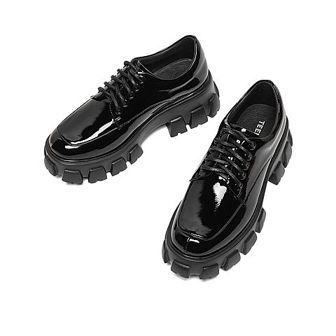 Teenmix/天美意2020春商场同款英伦厚底马克线休闲牛皮革女皮鞋AW541AM0