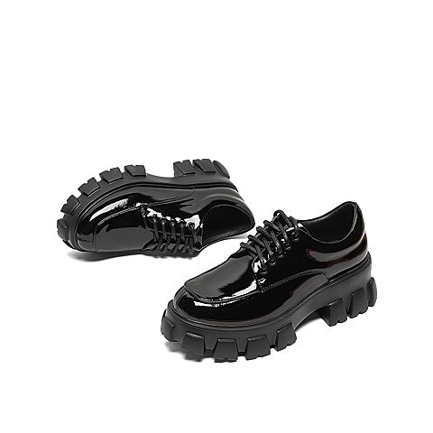 Teenmix/天美意2020春商场同款英伦厚底马克线休闲牛皮革女皮鞋AW541AM0