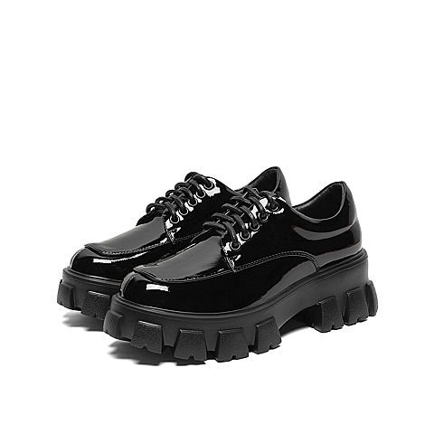 Teenmix/天美意2020春商场同款英伦厚底马克线休闲牛皮革女皮鞋AW541AM0