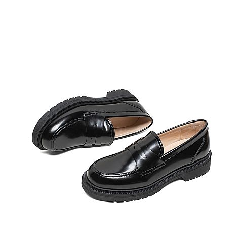 Teenmix/天美意2020春新款时尚纯色英伦风女皮鞋乐福鞋A1916AQ0