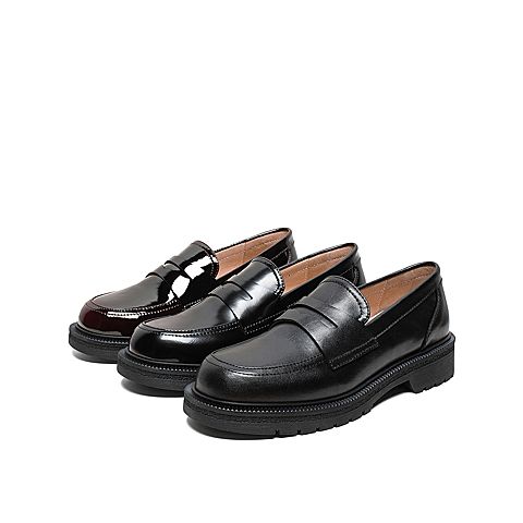 Teenmix/天美意2020春新款时尚纯色英伦风女皮鞋乐福鞋A1916AQ0