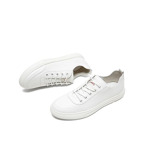Teenmix/天美意夏商场同款百搭纯色小白鞋牛皮革男休闲鞋板鞋67101BM0
