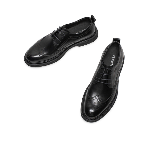 Teenmix/天美意2020冬新款商场同款休闲布洛克雕花青年男皮鞋2WJ01DM0