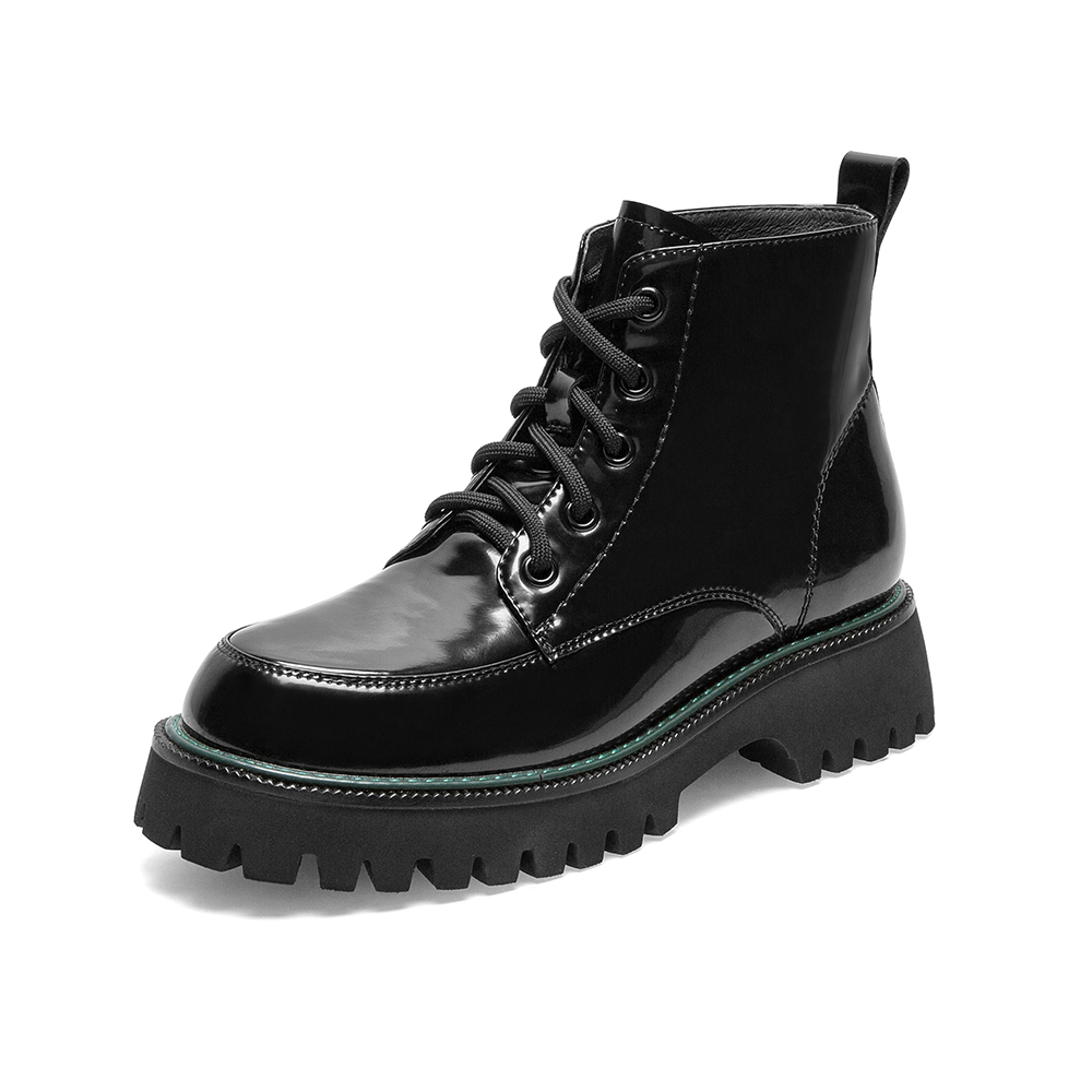 Teenmix/天美意冬系带松糕厚底绒布里马丁靴女皮靴XXX07DD0