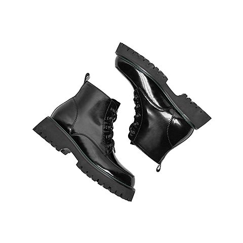 Teenmix/天美意冬系带松糕厚底绒布里马丁靴女皮靴XXX07DD0