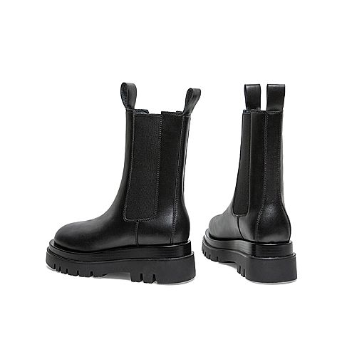 Teenmix/天美意2020冬新款潮切尔西靴英伦烟筒靴女皮靴YTX01DZ0