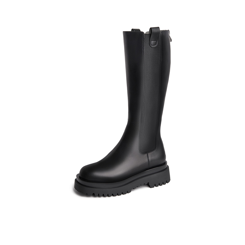 Teenmix/天美意2020冬新款英伦切尔西靴长筒骑士靴单绒女靴GX009DG0