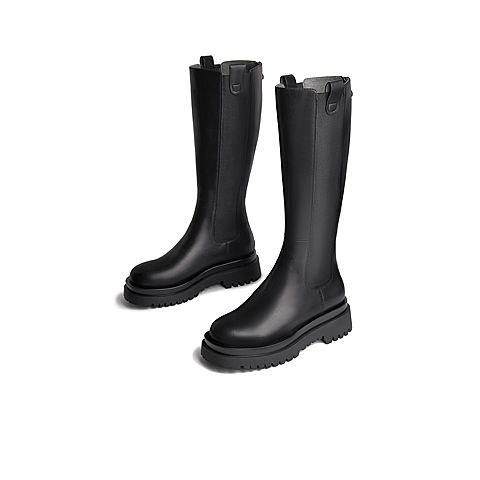 Teenmix/天美意2020冬新款英伦切尔西靴长筒骑士靴单绒女靴GX009DG0