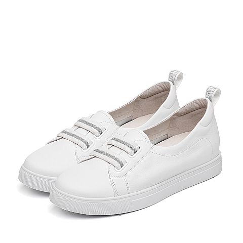 Teenmix/天美意秋商场同款厚底清新简约小白鞋女皮鞋6W701CQ0