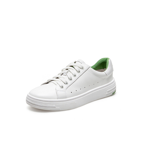 Teenmix/天美意2021春新款商场同款减龄小白鞋牛皮革女休闲板鞋CZH20AM1