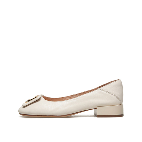 Teenmix/天美意2021春新款商场同款浅口几何扣饰轻熟温婉女单鞋AZ181AQ1