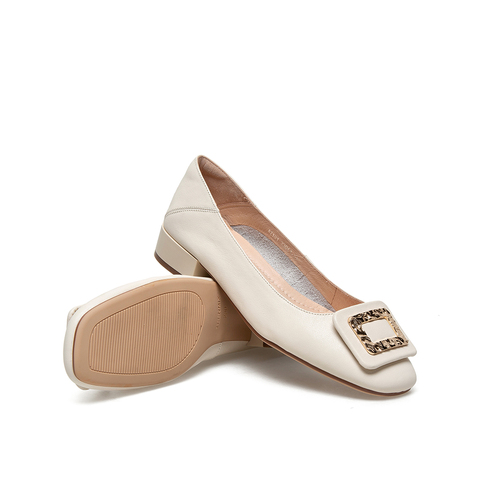 Teenmix/天美意2021春新款商场同款浅口几何扣饰轻熟温婉女单鞋AZ181AQ1