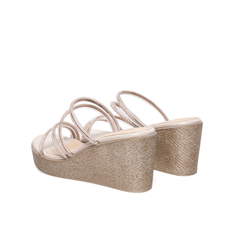 Teenmix/天美意2021夏新款商场同款坡跟防水台钻饰女凉拖鞋CXN01BT1