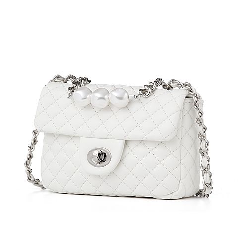 Teenmix/天美意2021夏新款商场同款珍珠菱格mini斜挎单肩包AA272BX1