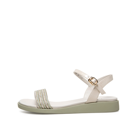 Teenmix/天美意2021夏新款一字带文艺低跟休闲女凉鞋CC838BL1