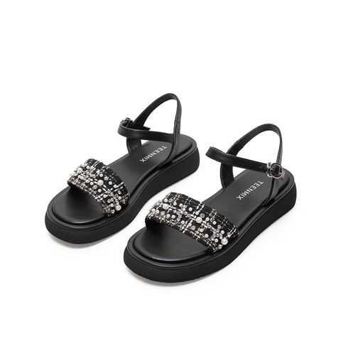 Teenmix/天美意2021夏新款商场同款小香风气质时装女凉鞋BA061BL1