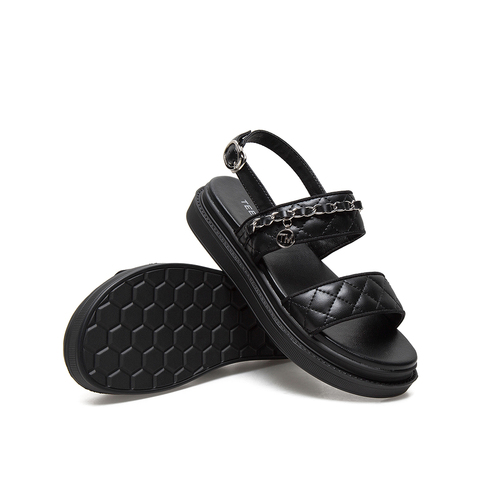 Teenmix/天美意2021夏新款商场同款菱格气质舒适时尚女凉鞋BA051BL1