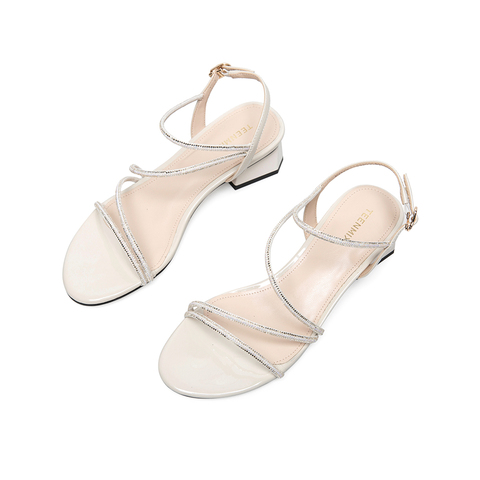 Teenmix/天美意2021夏新款商场同款法式仙女风一字带式时装女凉鞋CI112BL1