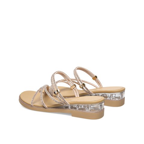 Teenmix/天美意2021夏新款商场同款性感碎闪星辰细带休闲女凉拖鞋BA031BT1