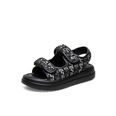 Teenmix/天美意2021夏新款商场同款小香风魔术贴舒适沙滩女凉鞋CY306BL1