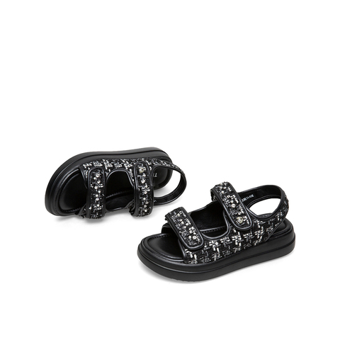 Teenmix/天美意2021夏新款商场同款小香风魔术贴舒适沙滩女凉鞋CY306BL1