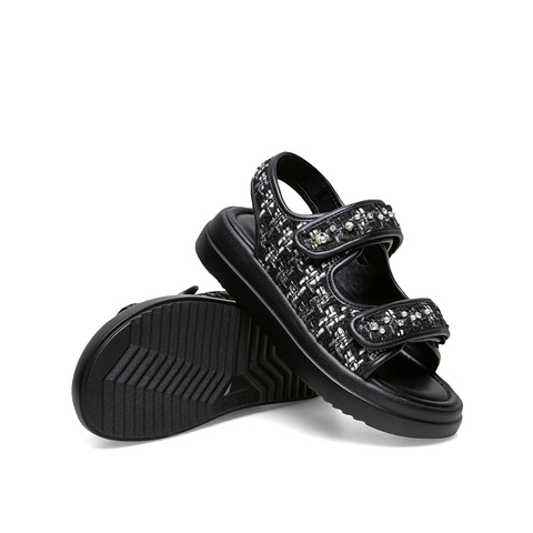 Teenmix/天美意2021夏新款商场同款小香风魔术贴舒适沙滩女凉鞋CY306BL1