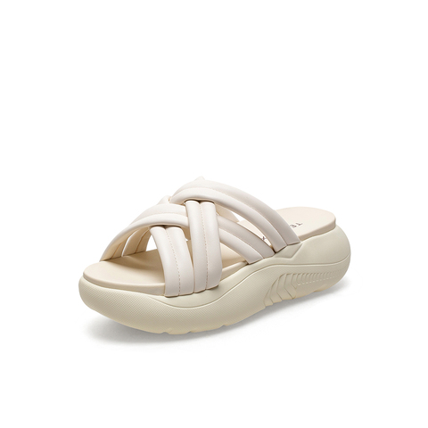 Teenmix/天美意2021夏新款厚底交叉编织ins风外穿女凉拖鞋CXX02BT1