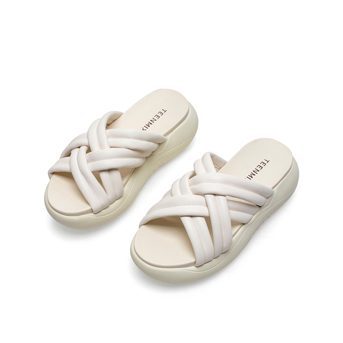 Teenmix/天美意2021夏新款厚底交叉编织ins风外穿女凉拖鞋CXX02BT1