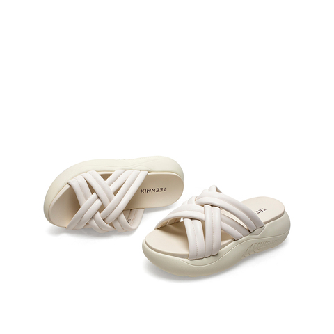 Teenmix/天美意2021夏新款厚底交叉编织ins风外穿女凉拖鞋CXX02BT1
