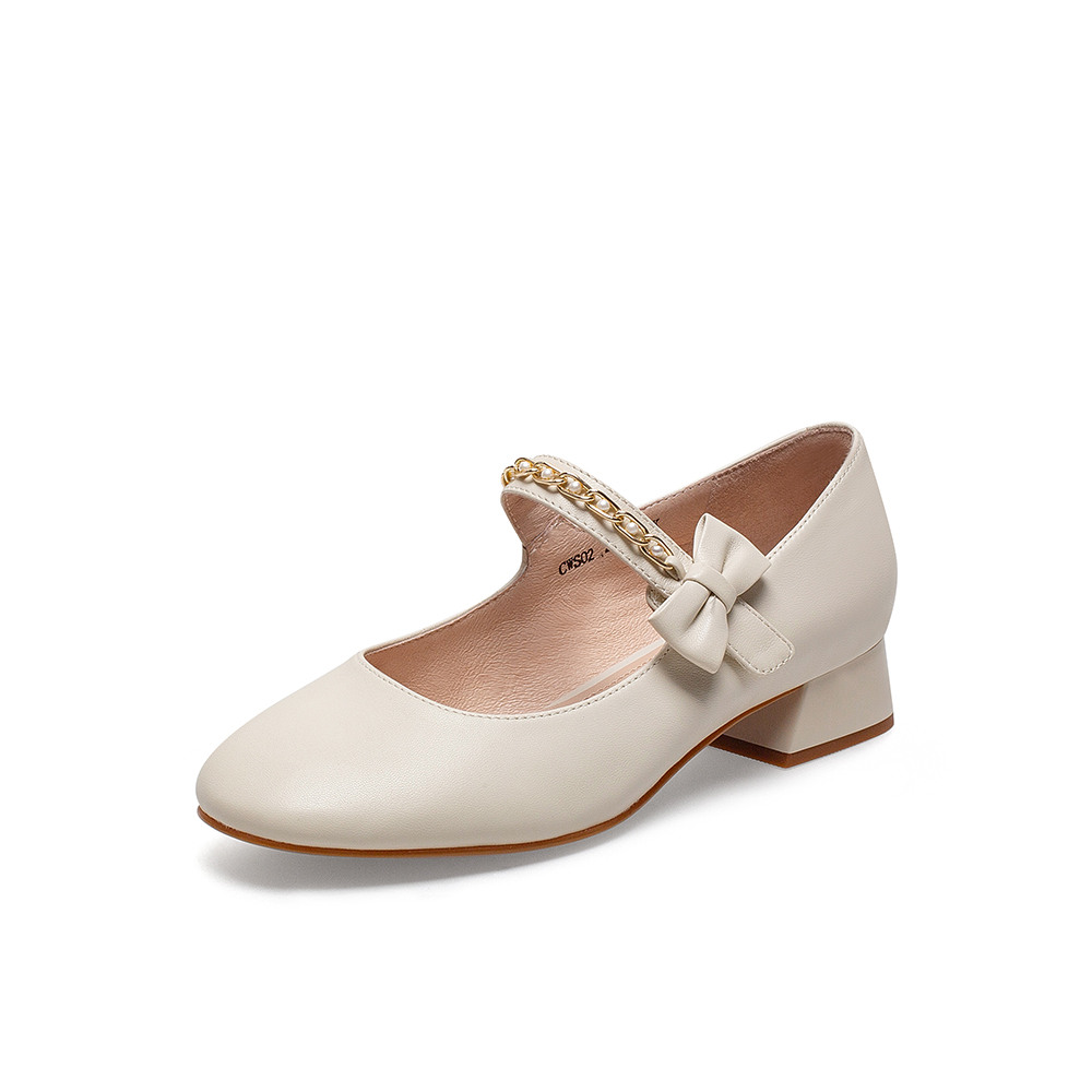 Teenmix/天美意2021春新款商场同款文艺温婉玛丽珍豆豆鞋女单鞋CWS02AQ1