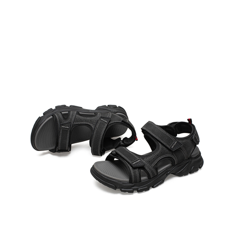 Teenmix/天美意2021夏新款商场同款休闲魔术贴沙滩牛皮革男皮凉鞋67N05BE1