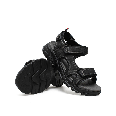 Teenmix/天美意2021夏新款商场同款休闲魔术贴沙滩牛皮革男皮凉鞋67N05BE1