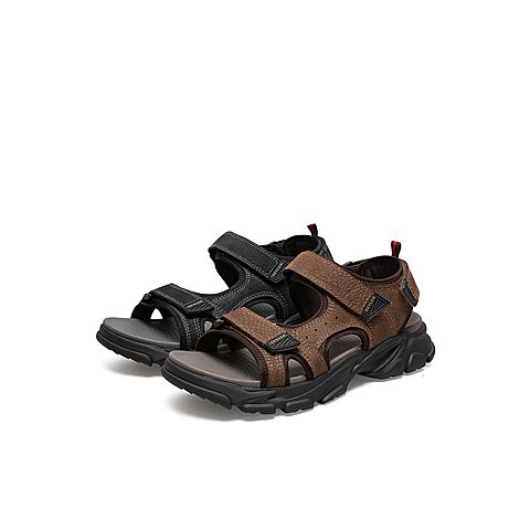 Teenmix/天美意2021夏新款商场同款休闲魔术贴沙滩牛皮革男皮凉鞋67N05BE1