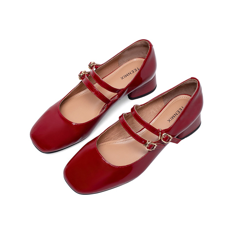 Teenmix/天美意2021秋商场同款复古文艺气质玛丽珍女皮鞋CWS05CQ1